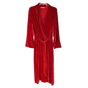 Soft Surroundings Red Velvet Robe Built in Belt stir size large